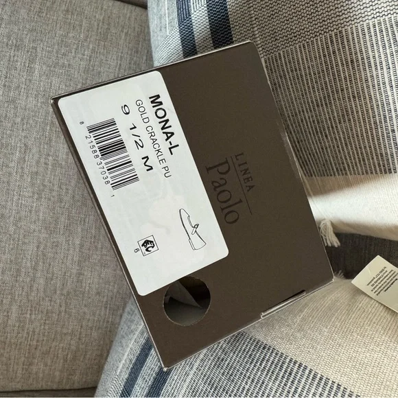 Linea Paolo Mona-L Gold Crackle Mary Jane Flats Size 9.5 - Picture 3 of 4